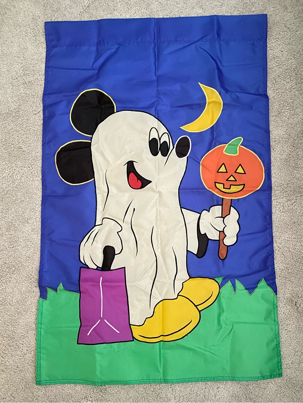 Vintage Disney Halloween Mickey Mouse Ghost Pumpkin Flag Decorative Banner